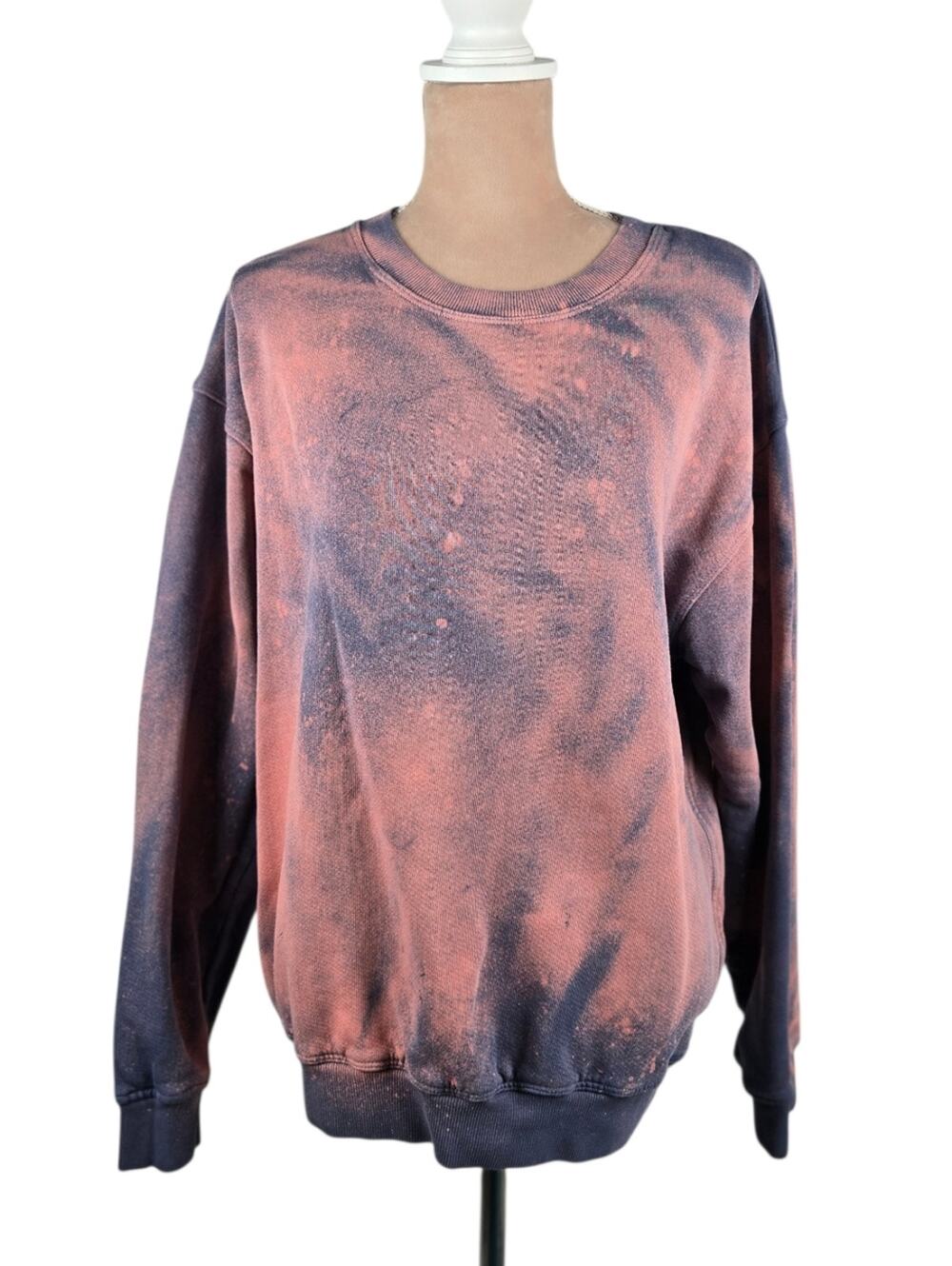 LA Relaxed Bleach Dye Sweatshirt Pink Blue Large